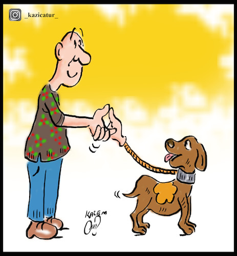 Cartoon: dog lovely (medium) by Hossein Kazem tagged dog,lovely