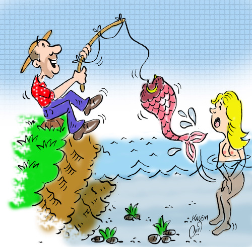 Cartoon: fishing chance (medium) by Hossein Kazem tagged fishing,chance