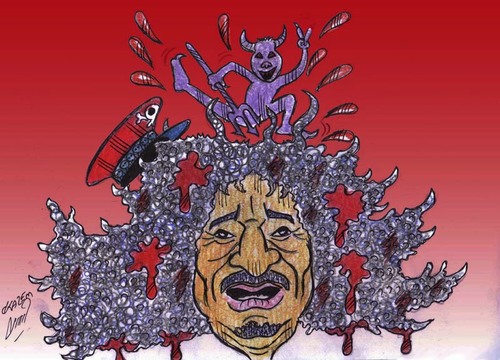 Cartoon: gadhafi (medium) by Hossein Kazem tagged gadhafi
