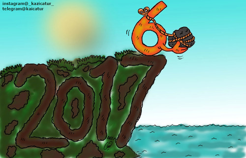 Cartoon: happy new year (medium) by Hossein Kazem tagged happy,new,year