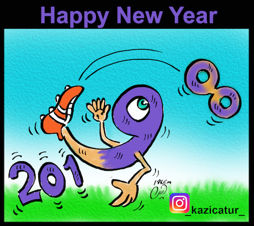 Cartoon: happy new year (medium) by Hossein Kazem tagged happy,new,year