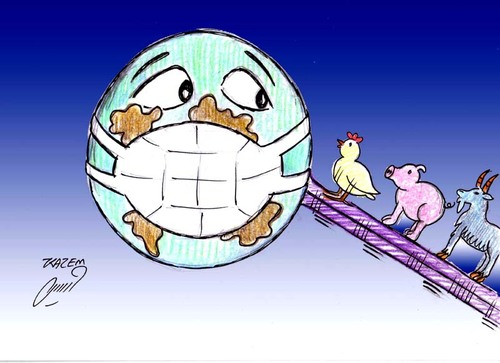Cartoon: influenza (medium) by Hossein Kazem tagged influenza