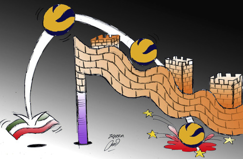 Cartoon: iran and china (medium) by Hossein Kazem tagged iran,and,china