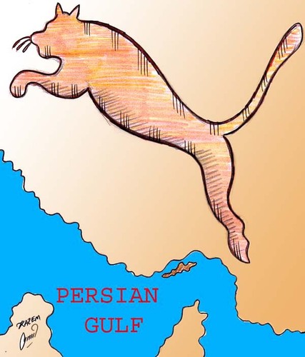 Cartoon: iran on persian golf (medium) by Hossein Kazem tagged iran,on,persian,golf