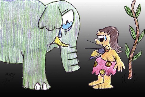 Cartoon: Laryngeal Cancer and tarzan (medium) by Hossein Kazem tagged laryngeal,cancer,and,tarzan