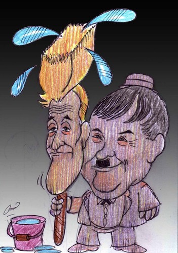 Cartoon: laurel and hardi (medium) by Hossein Kazem tagged laurel,and,hardi