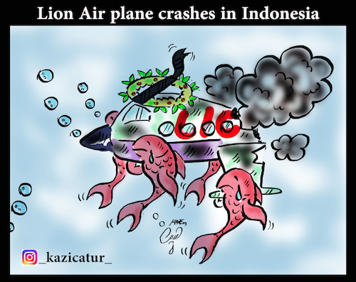 Cartoon: lion air plane (medium) by Hossein Kazem tagged lion,air,plane
