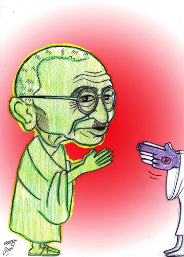 mahatma gandhi By Hossein Kazem | Famous People Cartoon | TOONPOOL