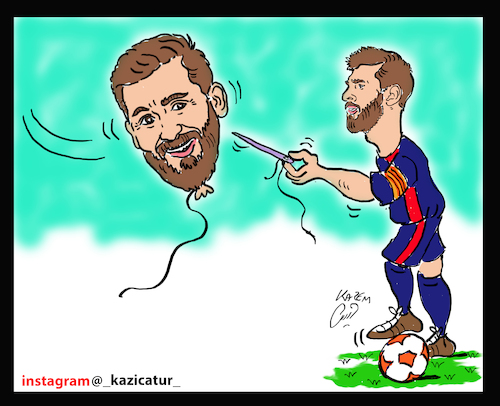 Cartoon: messi and iranian messi (medium) by Hossein Kazem tagged messi,and,iranian