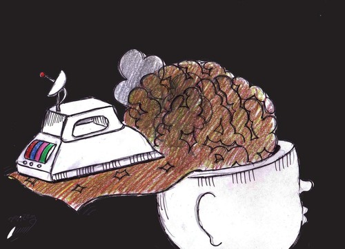 Cartoon: mind and tv (medium) by Hossein Kazem tagged mind,and,tv