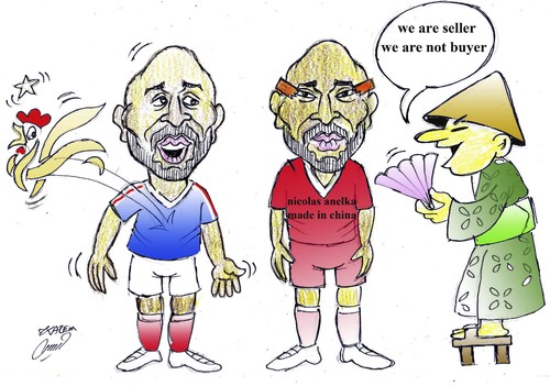 Cartoon: nicolas anelka in china (medium) by Hossein Kazem tagged nicolas,anelka,in,china