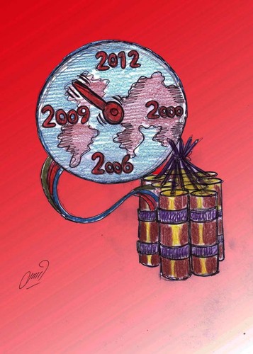 Cartoon: Nostradamus 2012 (medium) by Hossein Kazem tagged nostradamus,2012