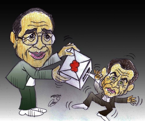 Cartoon: oland and sarkozy (medium) by Hossein Kazem tagged oland,and,sarkozy
