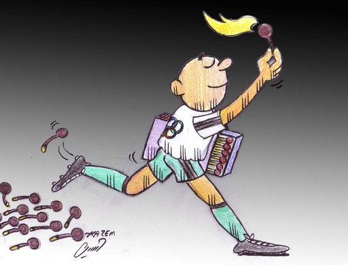 Cartoon: olympic (medium) by Hossein Kazem tagged olympic