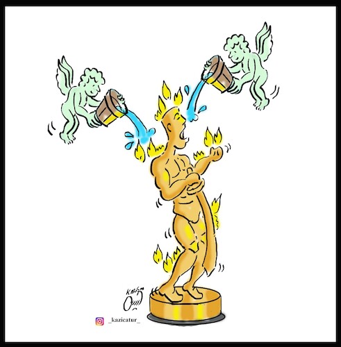 Cartoon: oscar and angeles (medium) by Hossein Kazem tagged oscar,and,angeles