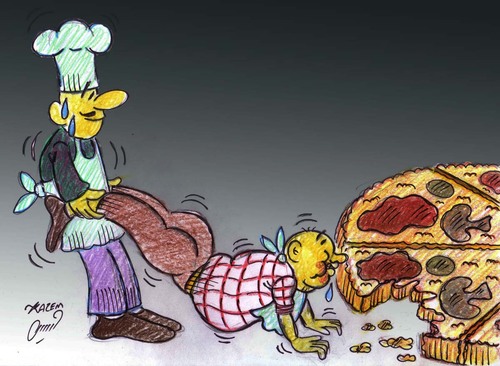 Cartoon: pizza (medium) by Hossein Kazem tagged pizzapitch