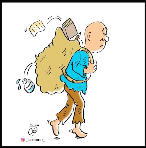 Cartoon: poor students (medium) by Hossein Kazem tagged poor,students