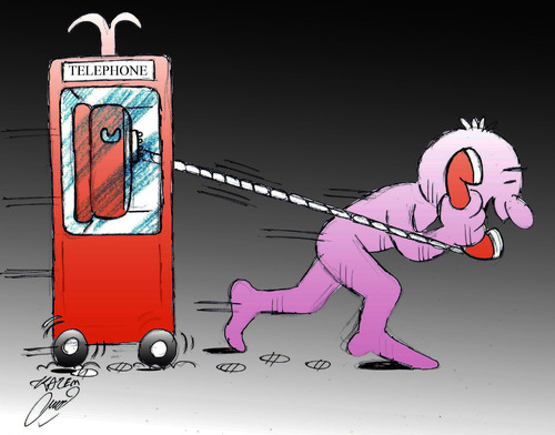 Cartoon: telephone (medium) by Hossein Kazem tagged telephone