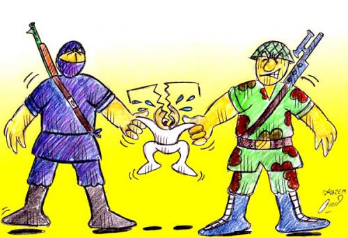 Cartoon: terror and child (medium) by Hossein Kazem tagged terror,and,child