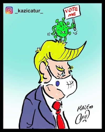 Cartoon: trump and virus (medium) by Hossein Kazem tagged trump,and,virus