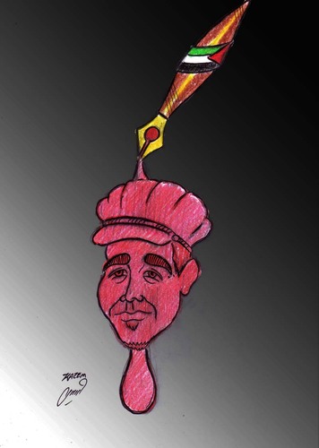 Cartoon: vittorio arrigoni (medium) by Hossein Kazem tagged vittorio,arrigoni