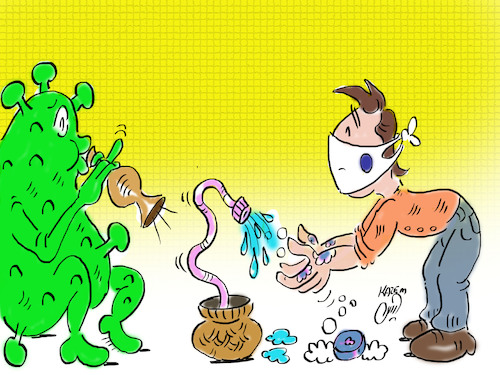 Cartoon: wash your hands (medium) by Hossein Kazem tagged wash,your,hands