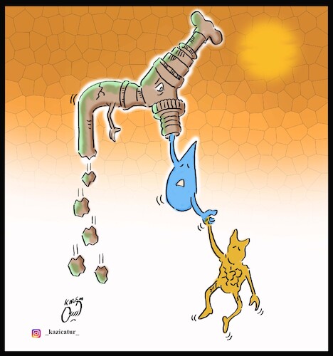 Cartoon: water in iran (medium) by Hossein Kazem tagged water,iran