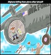 Cartoon: Afghans falling from plane after (small) by Hossein Kazem tagged afghans,falling,from,plane,after,takeoff