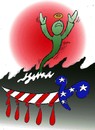 Cartoon: bloody flag (small) by Hossein Kazem tagged bloody,flag