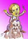 Cartoon: dicaprio and davinci (small) by Hossein Kazem tagged leonardo dicaprio and davinci