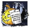 Cartoon: Reformationstag vs. Halloween (small) by kunstkai tagged reformationstag halloween feiertag kürbis luther martin oktober evangelisch kirche pfarrer thesen wittenberg stadttor kloster christ durcheinander kürbissuppe druiden kelten allerheiligen irland samhainfest mönch ablass