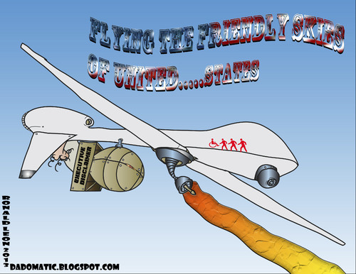 Cartoon: Earth VS the Flying Drones (medium) by DaD O Matic tagged nsa,prism,pricacy,surveillance,drones