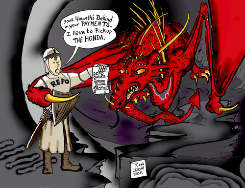 Cartoon: Knight in the Hood. (medium) by DaD O Matic tagged dragons,knights,honda,repo