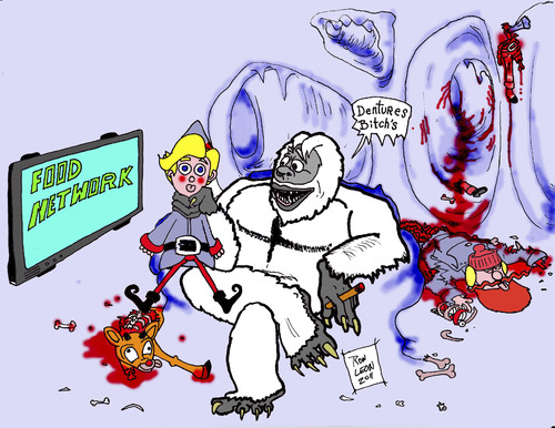 Cartoon: MEAT   its whats for dinner. (medium) by DaD O Matic tagged rudolph,elf,snowman,yukonjack,santa
