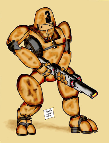 Cartoon: Mechanized Drone Trooper (medium) by DaD O Matic tagged war,money,corporation,video,game