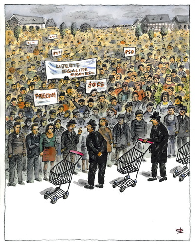 Cartoon: political shopping (medium) by penapai tagged protester,protester