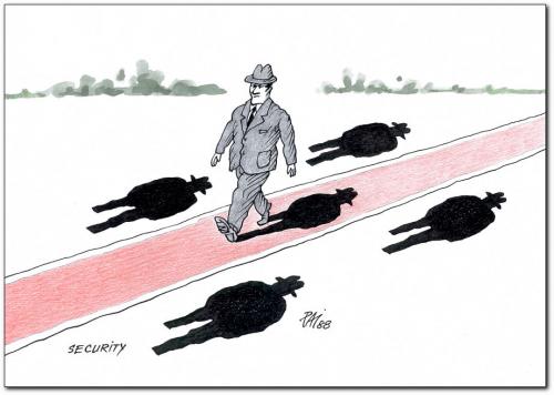 Cartoon: security (medium) by penapai tagged bodyguards,bodyguard,privatschutz,security,attentat,attentäter,anschlag,sicherheit,panzerung,geleitschutz,lebensretter,mauer,schutzwand,diplomat,politiker,berühmt,angst,übergriffe,schatten