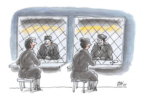 Cartoon: seeing again (medium) by penapai tagged jailbird,guard,gefängnis,knast,gefangene,kriminalität,besuch,aufseher