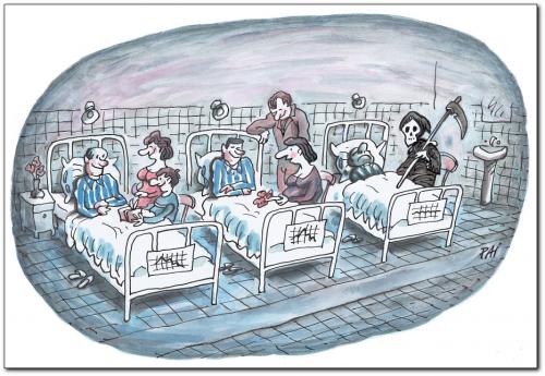 Cartoon: visitors (medium) by penapai tagged hospital,,krankenhaus,besuch,leben,tod,krankenbett,gevattertod,abholen,praxis,behandlung,krankheit,genesung,hoffnungslos,einsam,familie