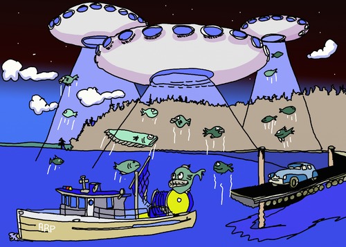 Alien fishing trip By tonyp | Famous People Cartoon | TOONPOOL