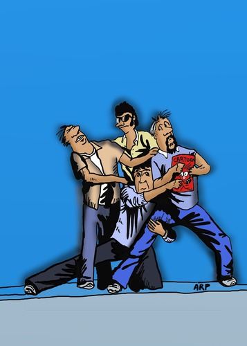 Cartoon: Cartoon men fighting (medium) by tonyp tagged arp,red,cartoon,book,men,arptoons