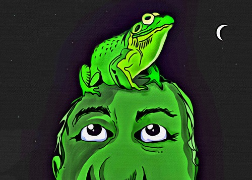 Cartoon: Froggy and Green (medium) by tonyp tagged arp,green,frog,man,arptoons,sitting,friends
