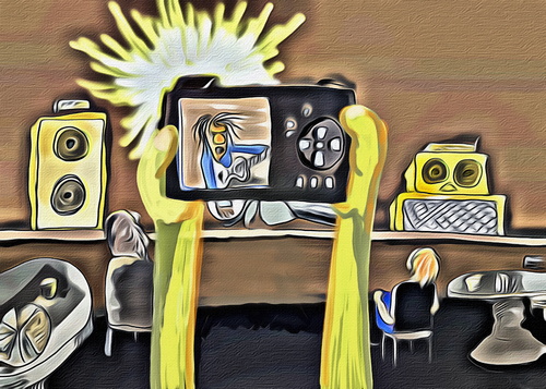 Cartoon: In you face (medium) by tonyp tagged camera,ipad,music,dreams,cartoons,wacom,arptoons,arp