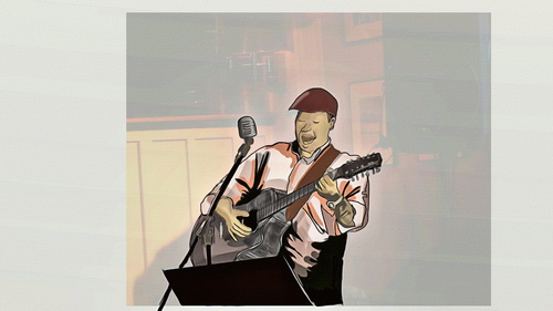 Cartoon: kim archer (medium) by tonyp tagged art,kim,arp,music