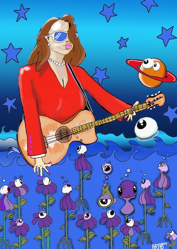 Cartoon: LADY IN RED (medium) by tonyp tagged arp,lady,flowers,guitar,music