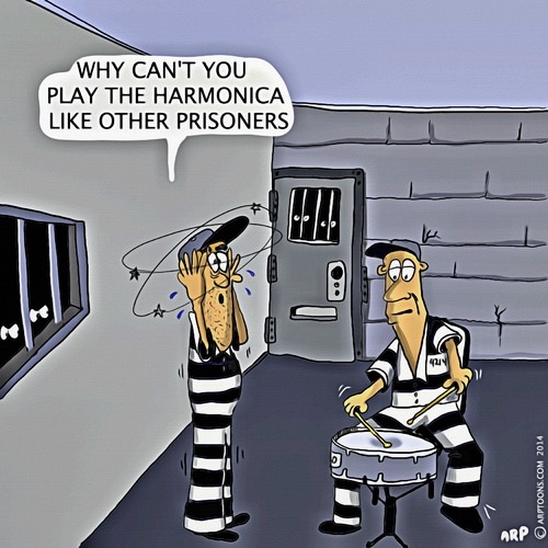 Cartoon: Life in Jail (medium) by tonyp tagged arp,jail,prison,arptoons,drums,music
