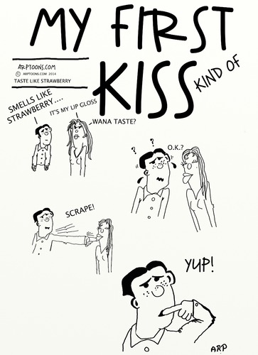 Cartoon: My First Kiss (medium) by tonyp tagged arp,kiss,arptoons
