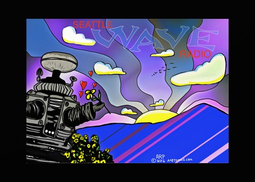 Cartoon: Roby and wave (medium) by tonyp tagged arp,robie,robe,rob,robot,flower