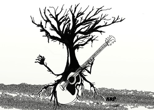 Cartoon: Sketch and tree with a guitar (medium) by tonyp tagged arp,tree,guitar,music,sketch