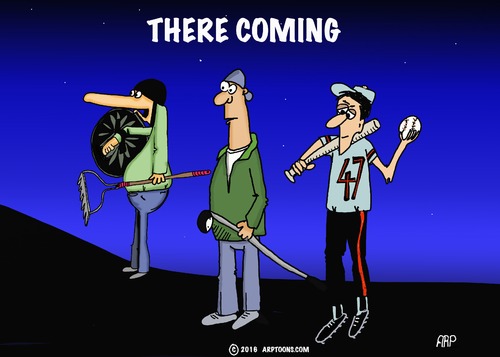 Cartoon: There Coming (medium) by tonyp tagged arp,war,home,fighting,coming
